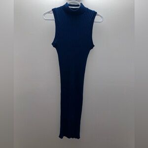 ZARA BLUE RIBBED SWEATER DRESS SIZE M